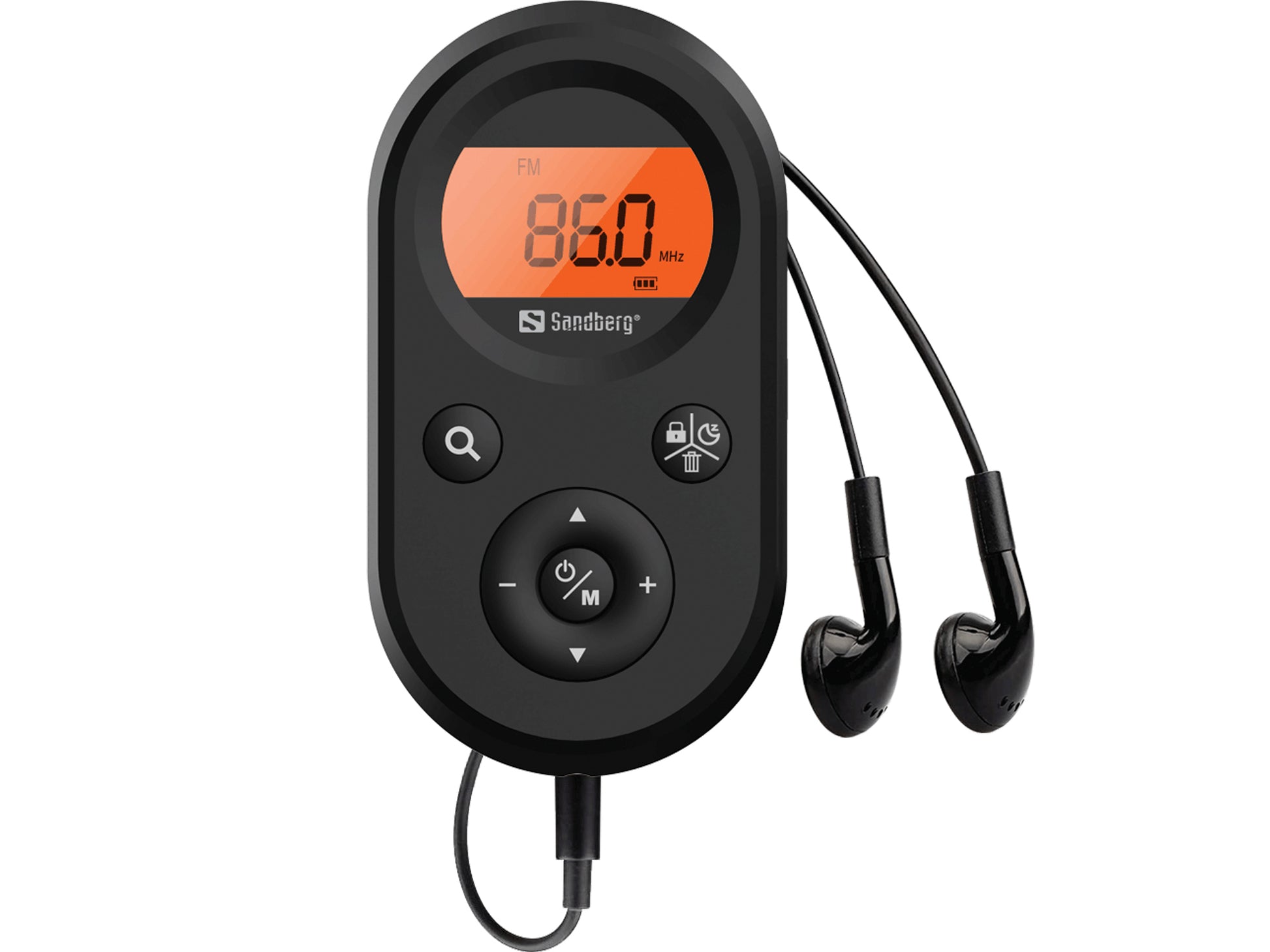 Sandberg Pocket Radio 421-02 – Tragbares Radio, AM/FM, 3,5 mm Kopfhöreranschluss, 500 mAh Akku – Schwarz