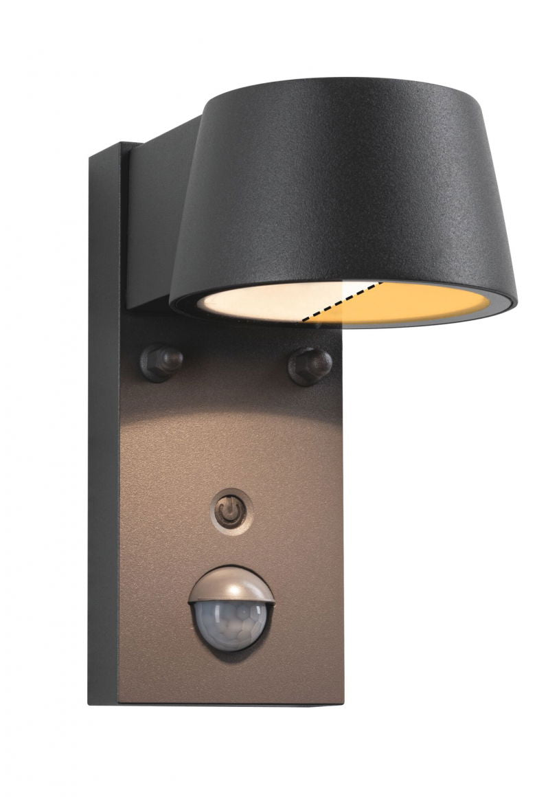Paulmann Aussenwandleuchte – Warmweiss, 2200–3000 K, IP44, Netzbetrieb, mit Bewegungsmelder, Grau, Aluminium