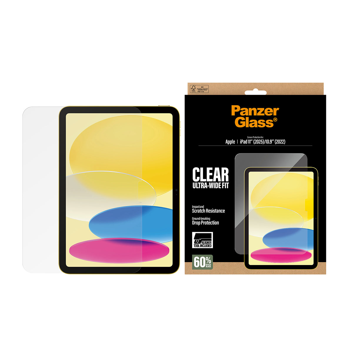 PanzerGlass UWF Displayschutz – für iPad 11" (2025), iPad 10,9" (2022), Stossschutz