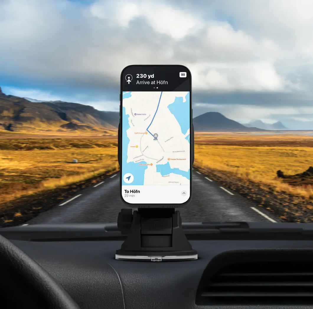 dbramante1928 Auto-Halterung, Saugnapf, 360° drehbar – für iPhone 12–17 – Schwarz, Kunststoff