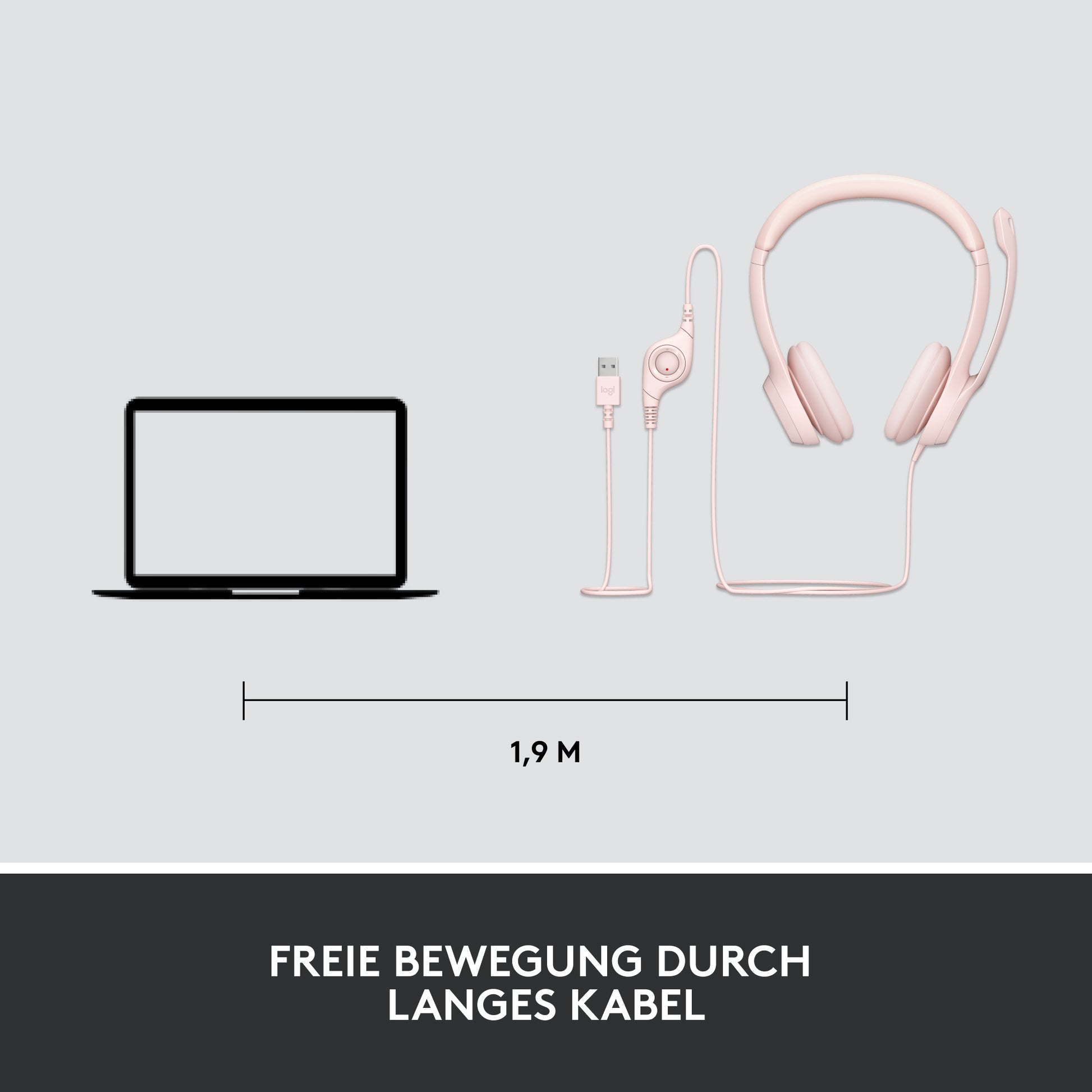 Logitech H390 – Headset – USB‑A – Pink – für PC/Mac