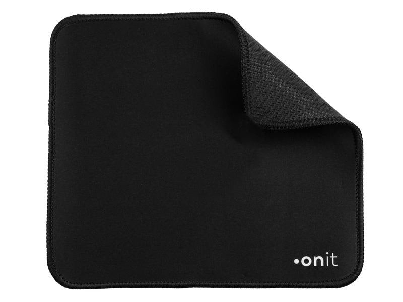 ONIT F01707 – Mauspad – 230 × 200 mm, Gummi/Textil, Schwarz, Gestickte Kanten, Anti-Rutsch-Basis
