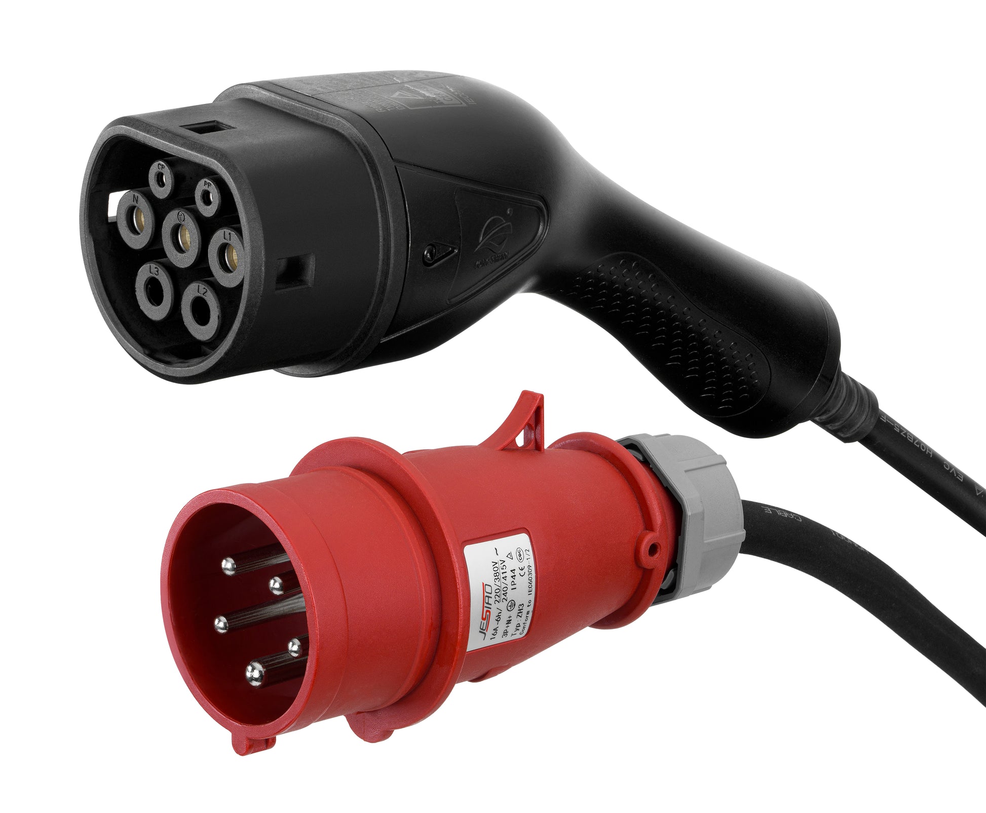 Deltaco Adapterkabel, CEE 16A–Typ 2, 6 m, IP66 – Schwarz