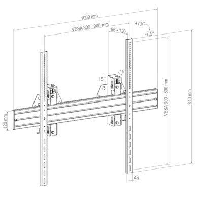Hagor Wandhalterung – Neigbar – 75–110" – VESA 300×300–900×800 – bis 150 kg, Höhenverstellbar – WH Synchron HD
