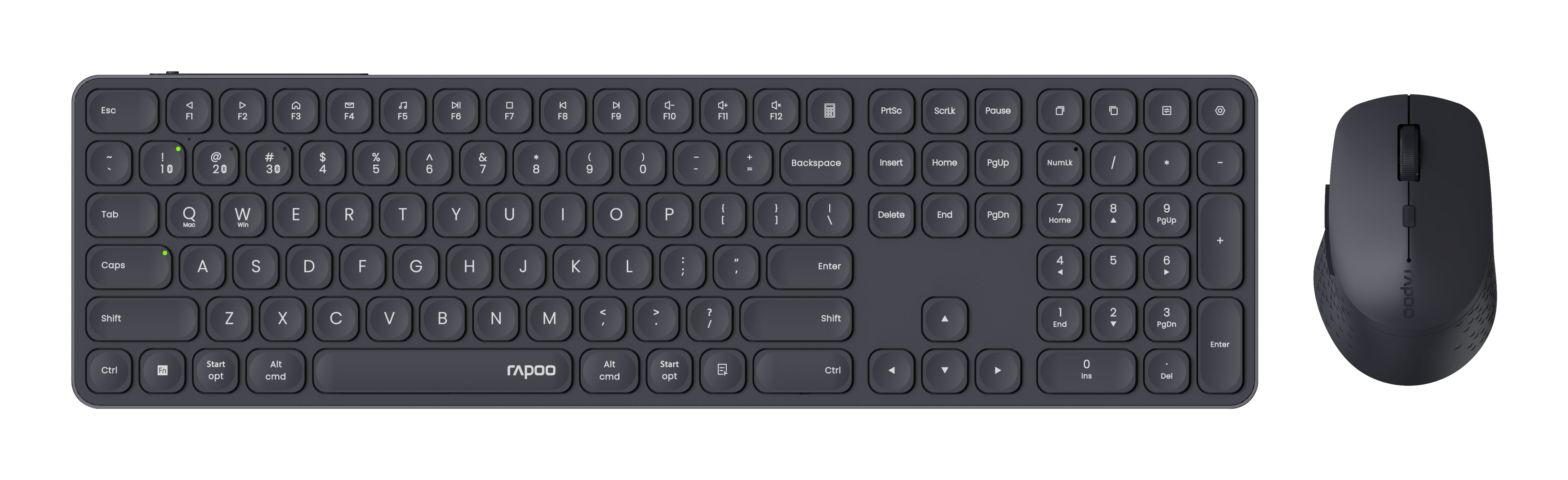 Rapoo Kabellose Tastatur (Bluetooth/2,4 GHz), CH-Layout (DE-CH) – für Windows & macOS