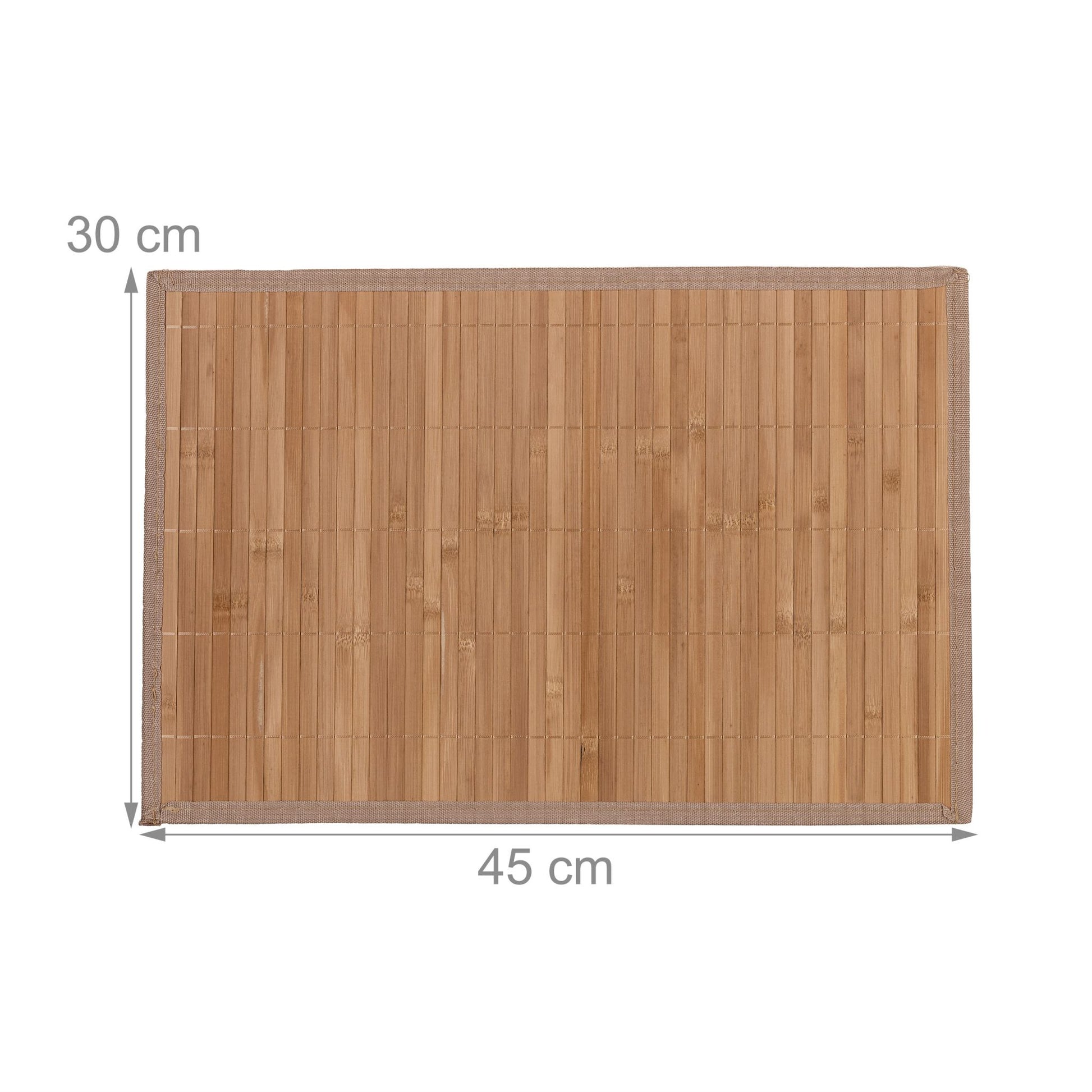Relaxdays Tischset – Bambus/Polyester, Hellbraun, 45 × 30 cm – 4er-Set