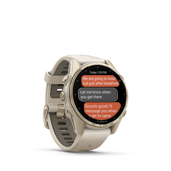 Garmin Fenix 8 – GPS-Smartwatch – 43 mm, AMOLED, Saphirglas, 100 m, Soft Gold/Sandstone