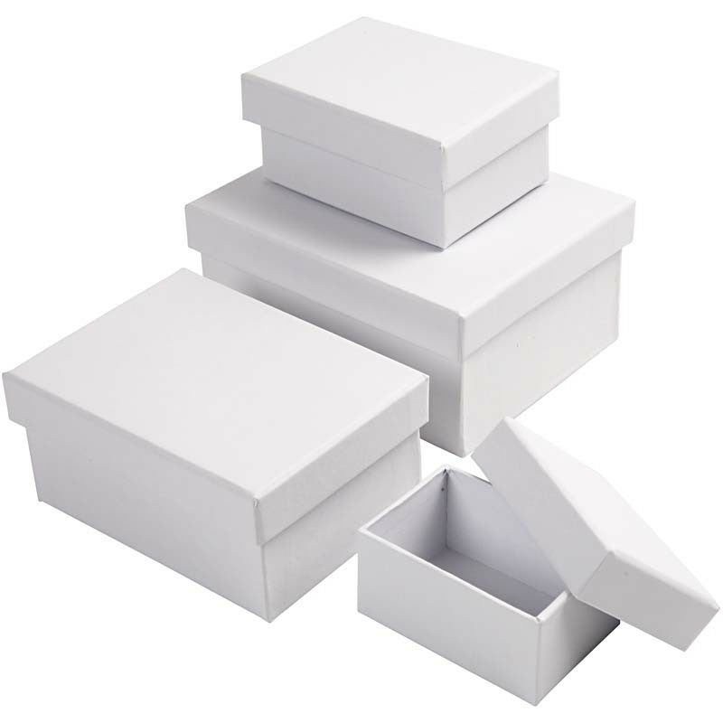 Creativ Company Geschenkbox Karton Weiss – 95 × 65 mm – 4 Stk.