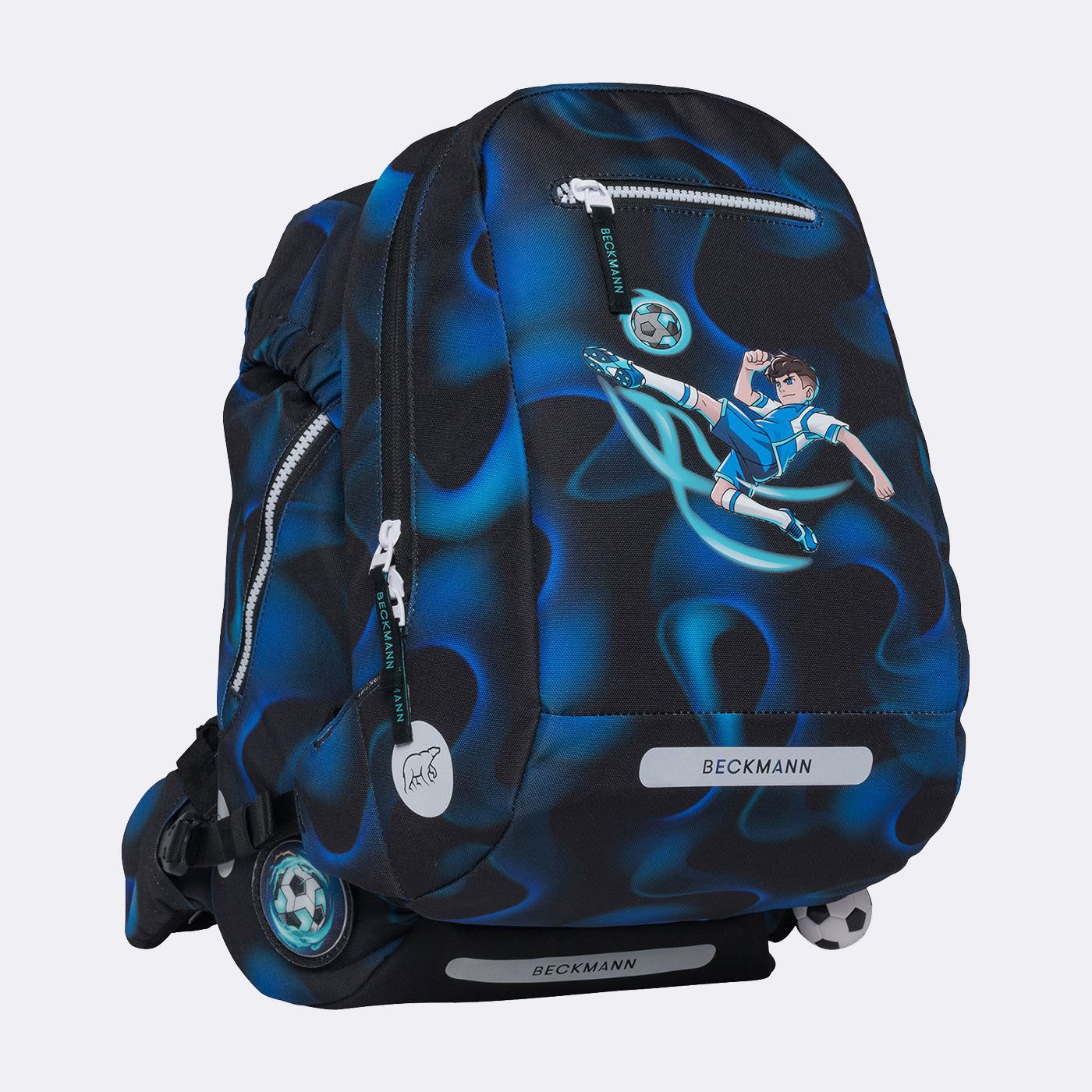 Beckmann Classic – Schulrucksack-Set 6-teilig, Fussball, 22 l, 24×37×25 cm