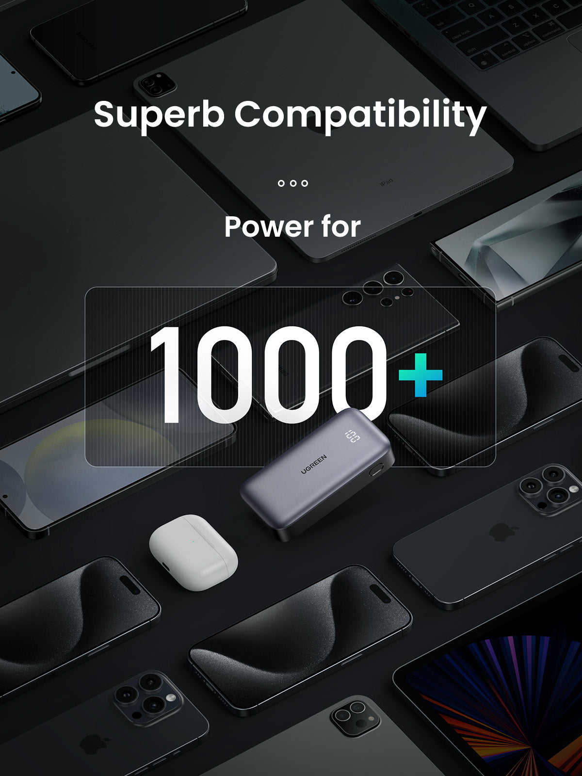 Ugreen Mini Powerbank 10'000 mAh 30 W 25185 – 320 g, Grau