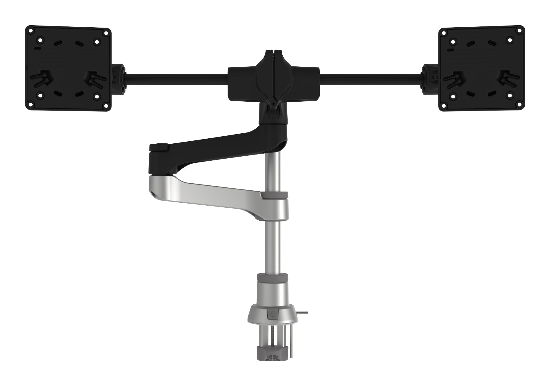 R-Go Tools Zepher C2 Smartbar – Monitorarm, Dual, 8 kg, Schwarz/Silber