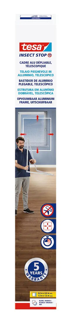 TESA Fenster-Fliegengitter – 140 × 140 cm – weiss – Polyethylen-Netz