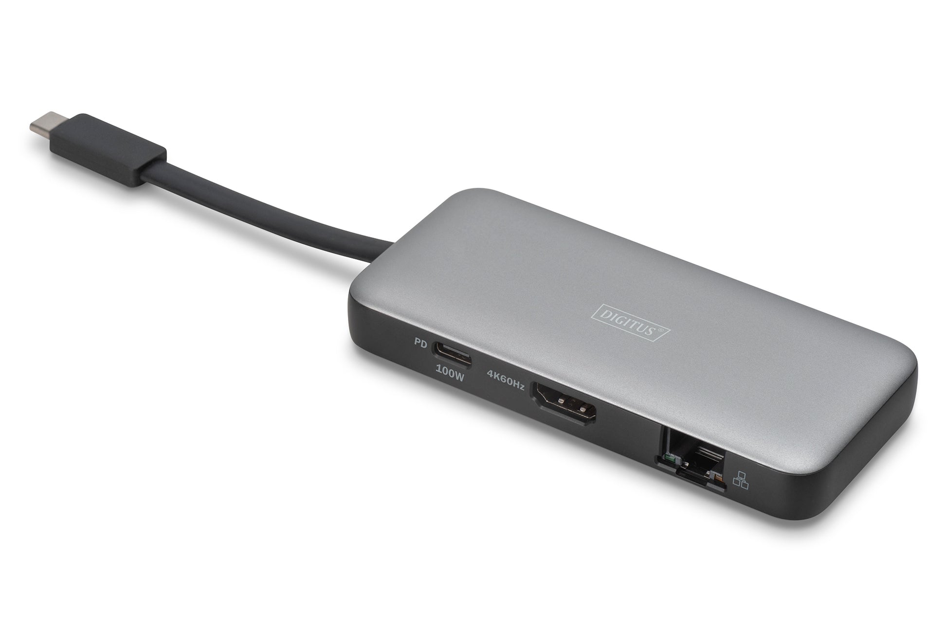 Digitus Multiport-Adapter – USB-C, 1× DP, 2× HDMI, 2× USB-A, 100 W PD, GbE, für Windows/Mac/ChromeOS