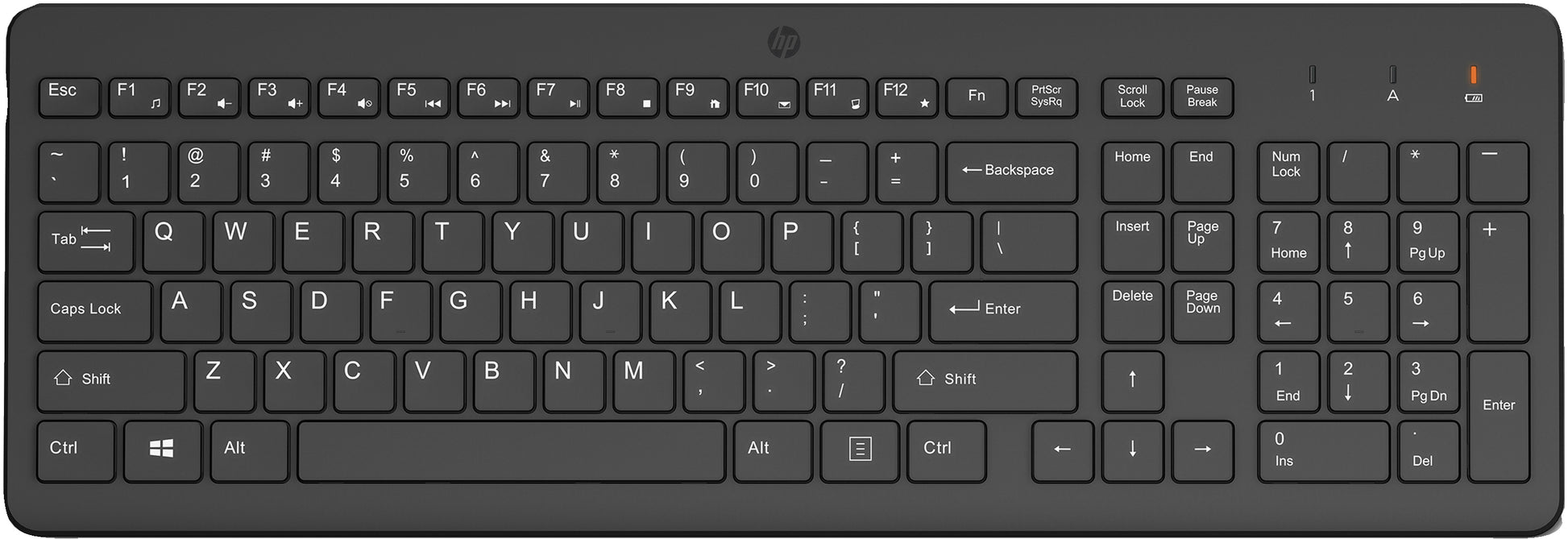 HP 225 Wireless – Tastatur – 100% – mechanisch – 2,4 GHz USB‑A – QWERTY (US‑INT) – Schwarz