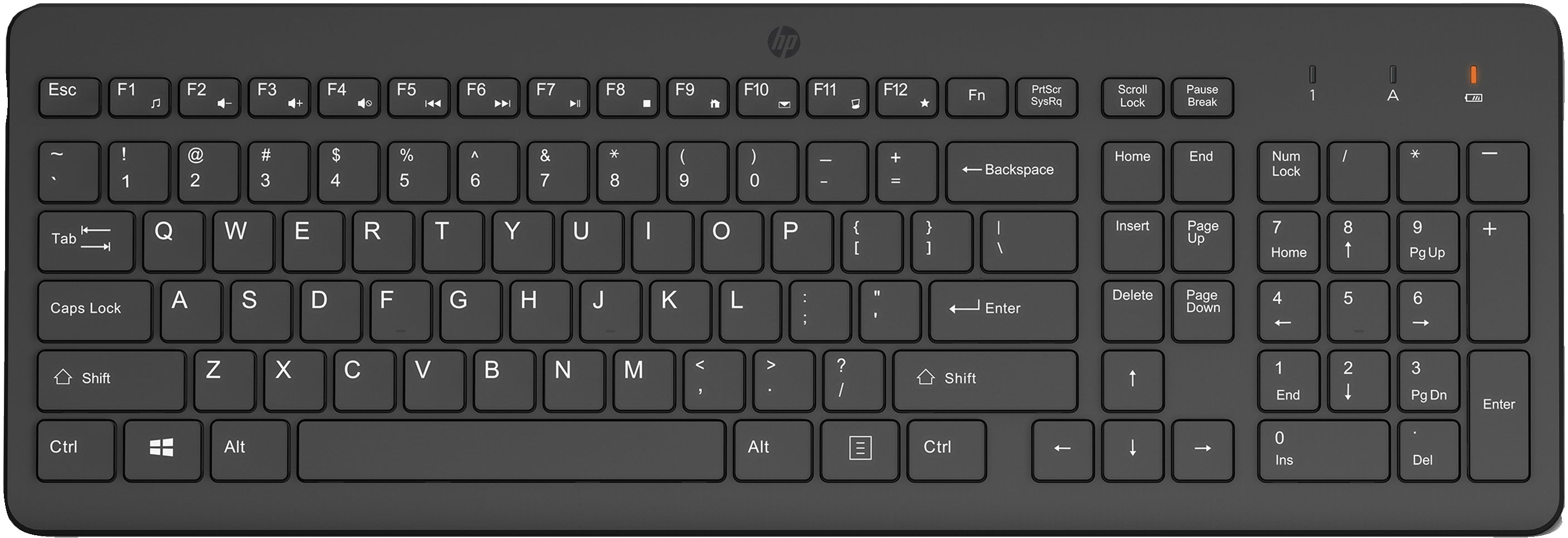 HP 225 Wireless – Tastatur – 100% – mechanisch – 2,4 GHz USB‑A – QWERTY (US‑INT) – Schwarz