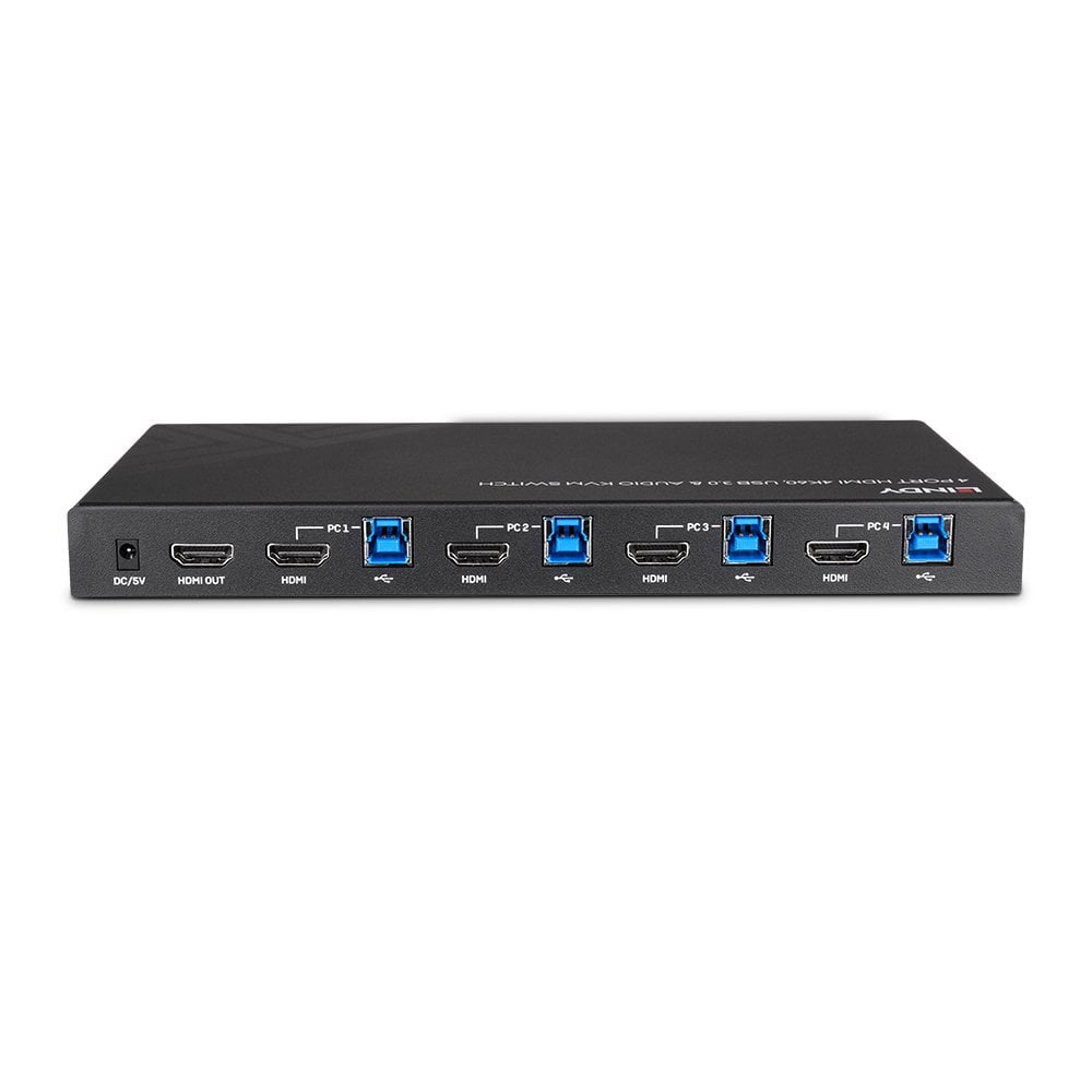 Lindy KVM-Switch 4 Port, HDMI/USB 3.2 Gen 1, 4K (3840 × 2160), Audio