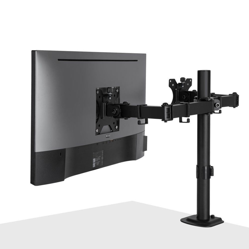 Lindy Duale verstellbare Display-Halterung – Monitorarm Tischhalterung – Klemme/Durchführung – 2 Monitore – 13–32"