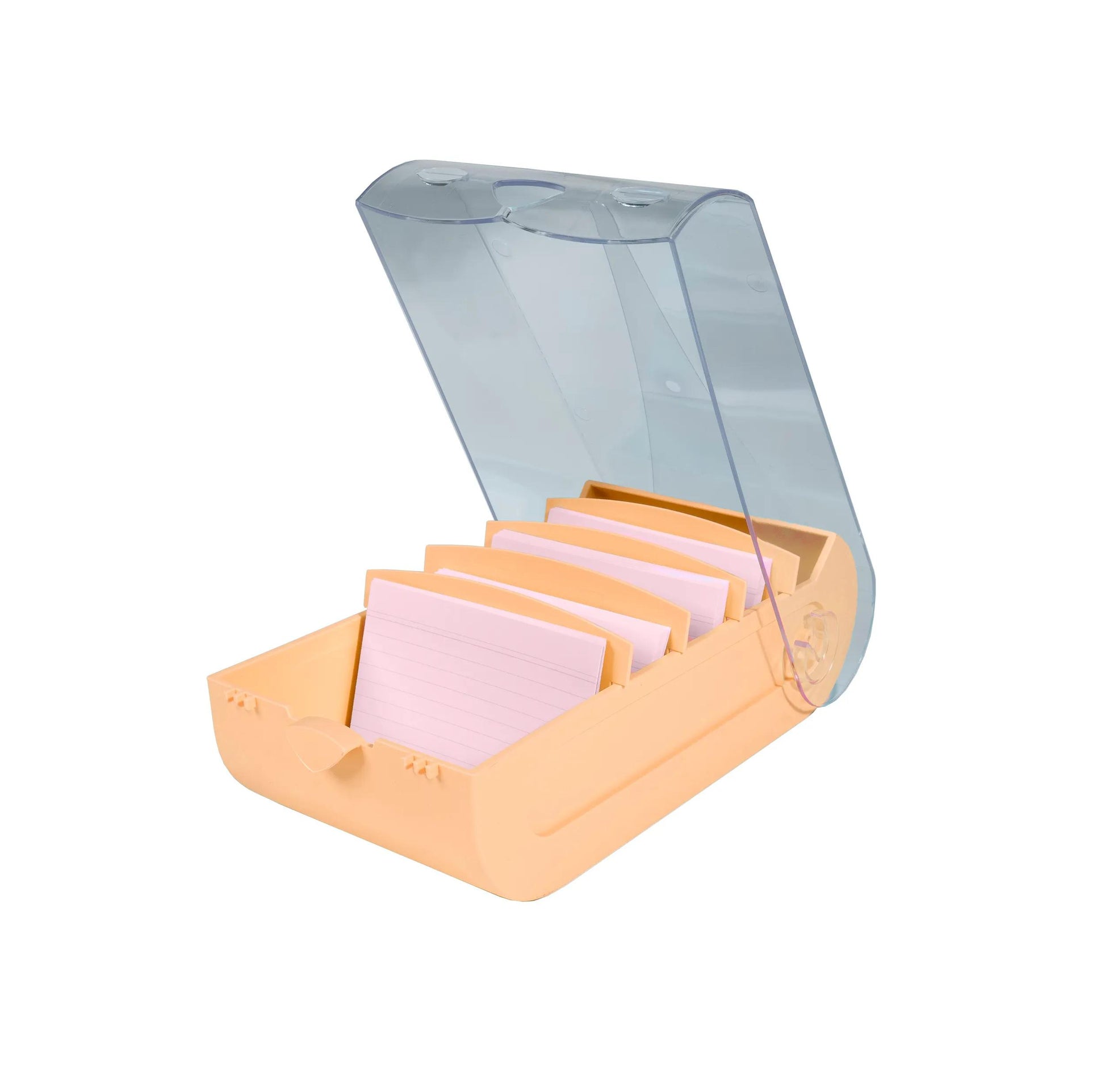 Exacompta Karteikasten BunnyBox – für A8 – mit Deckel, für 650 Karten, inkl. 100 Karten, Koralle