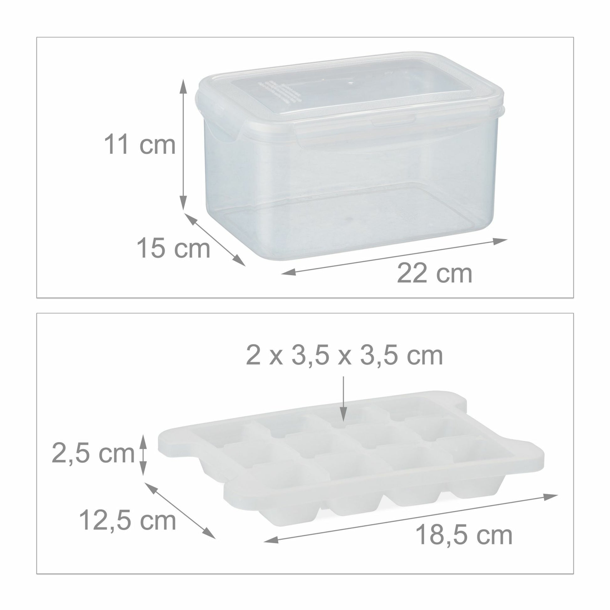Relaxdays Eiswürfelform 48 Stk., 22 × 15 × 11 cm, Kunststoff, transparent/weiss