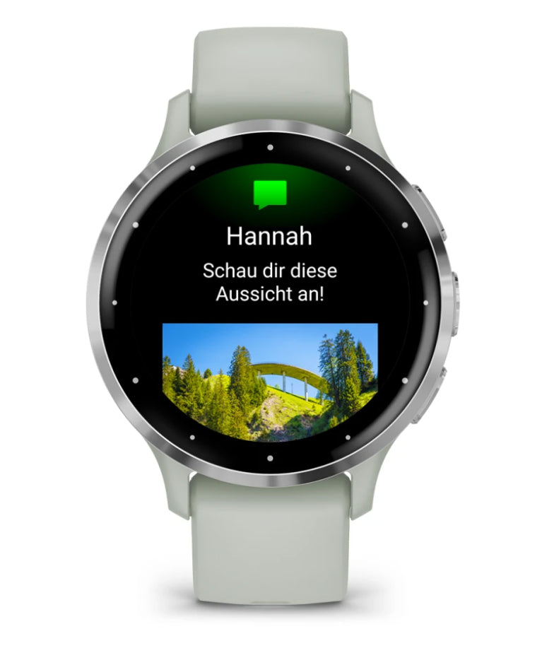 Garmin Venu 3S – Smartwatch – 41 mm, 1,2", GPS, WLAN, AMOLED, Gorilla Glass, 50 m, Salbeigrau/Silber