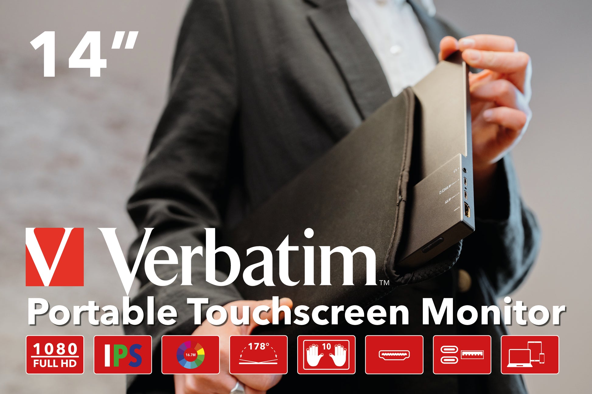 Verbatim Portabler Touchscreen Monitor 14
