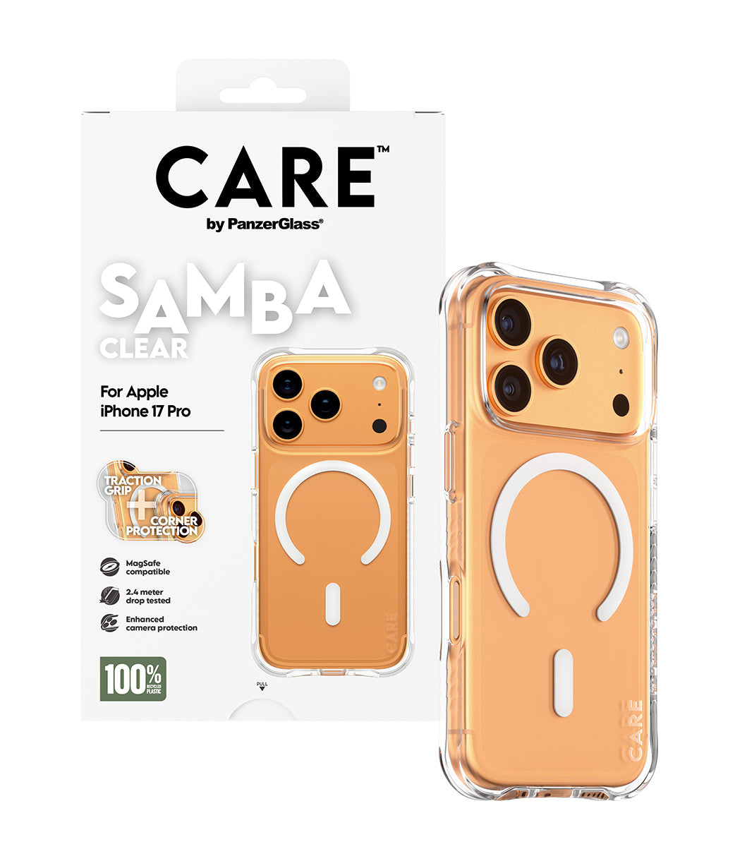 PanzerGlass Backcover Samba – für Apple iPhone 17 Pro – transparent – TPU, MagSafe-kompatibel