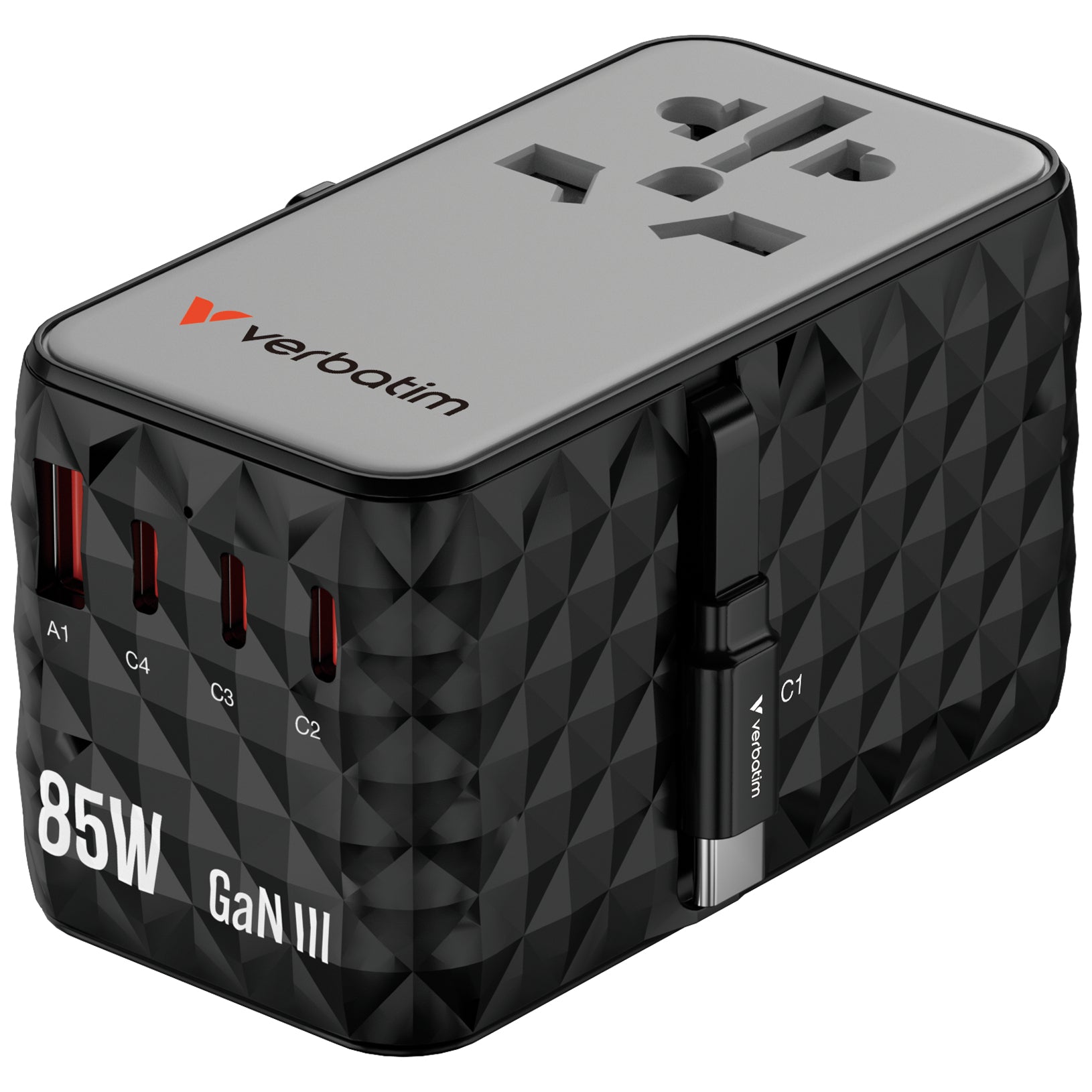 Verbatim Charge 'n' Travel Diamond Ladegerät – 85 W, mit einziehbarem Kabel