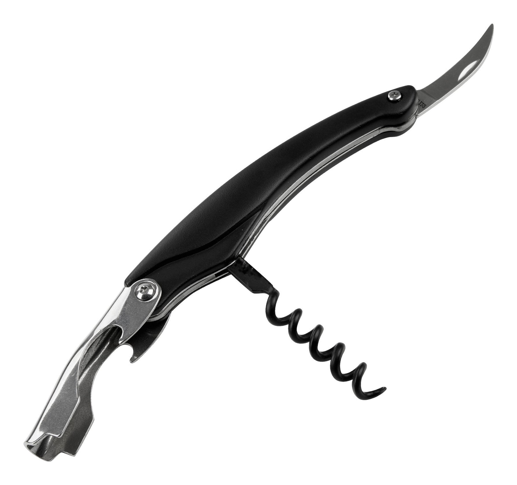 Fackelmann Doppelzackiger Korkabzieher Specter – 11 cm, Kunststoff (ABS), Schwarz