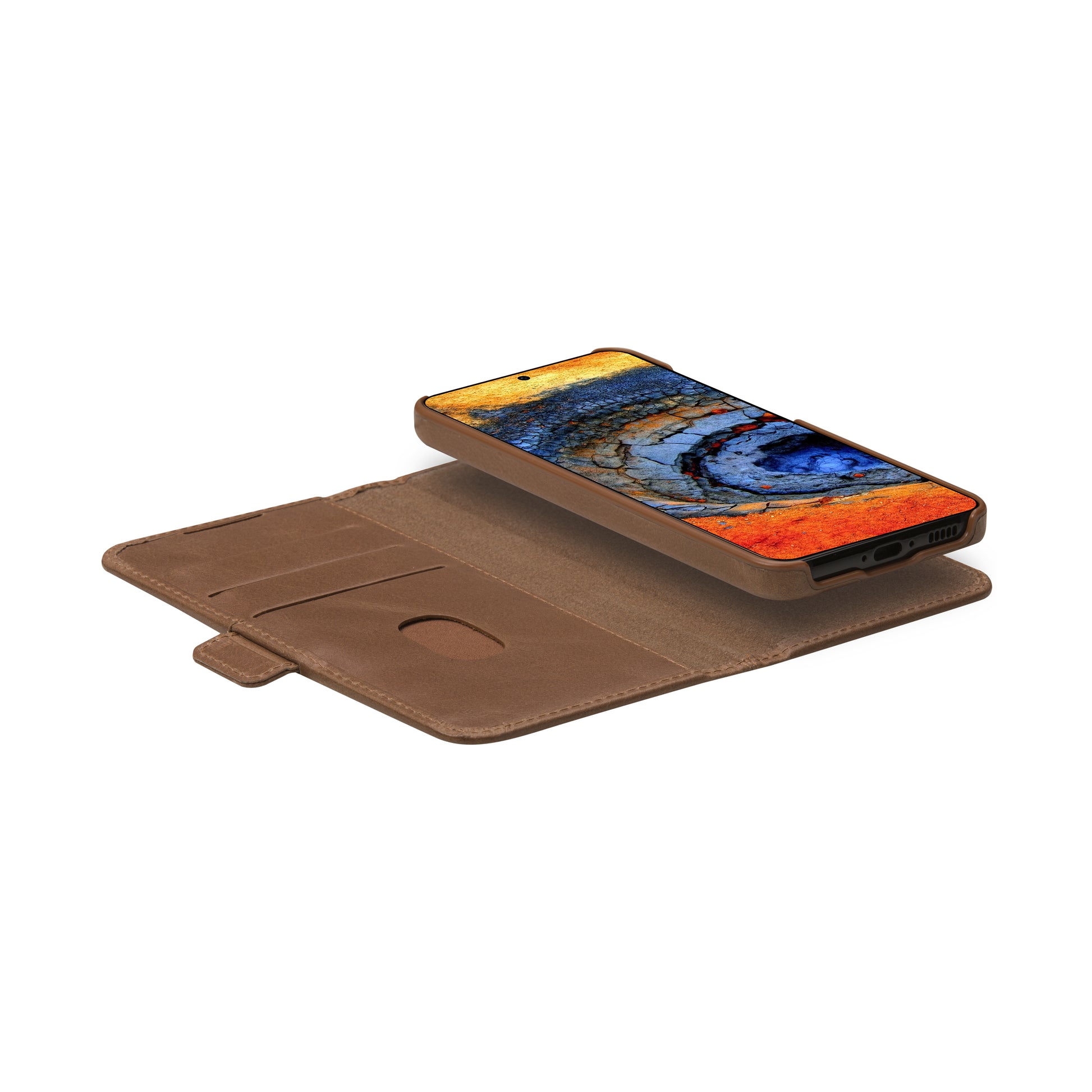 dbramante1928 Lynge Wallethülle – für Samsung Galaxy S25+, mit Kartenfach, Leder, Beige, stossdämpfend