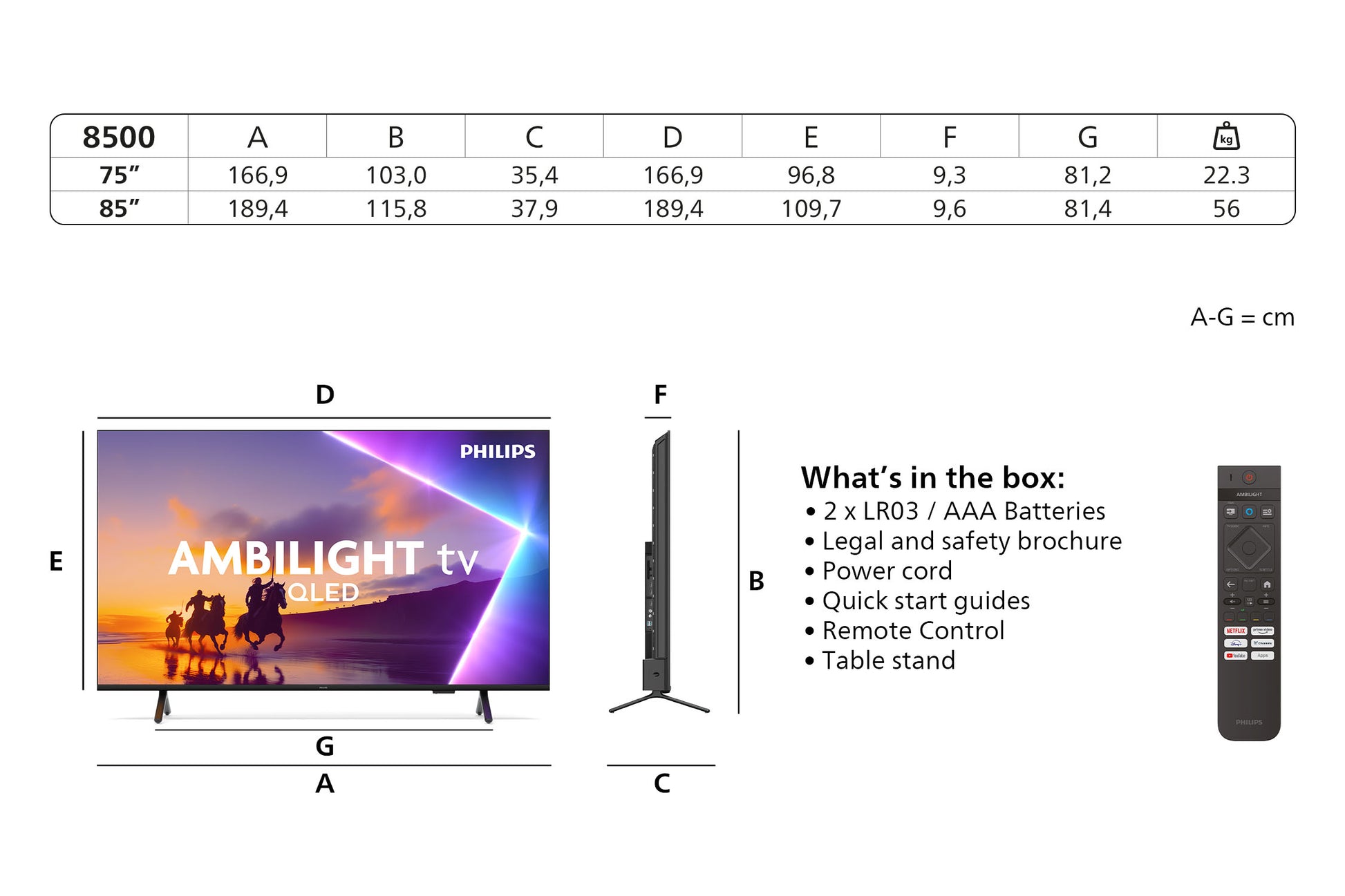 Philips 75PUS8500/12 – 75" QLED UHD 4K, Titan OS, Ambilight (2025)