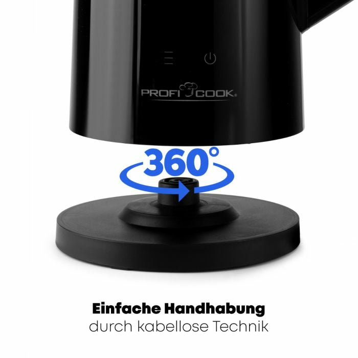 ProfiCook Wasserkocher – 1,7 l, mit Temperaturwahl, Warmhaltefunktion, Edelstahl, schwarz, PC-WKS 1243