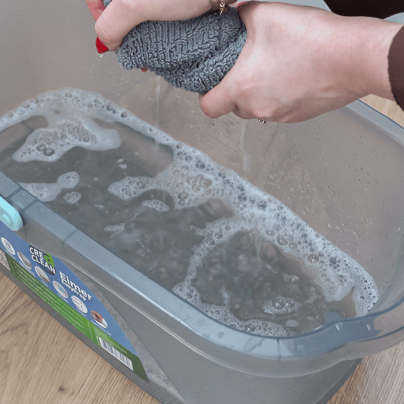 CREaCLEAN Flachwischer CrystalMop – 42 cm, Aluminium, Mikrofaser, Blau, 150 cm