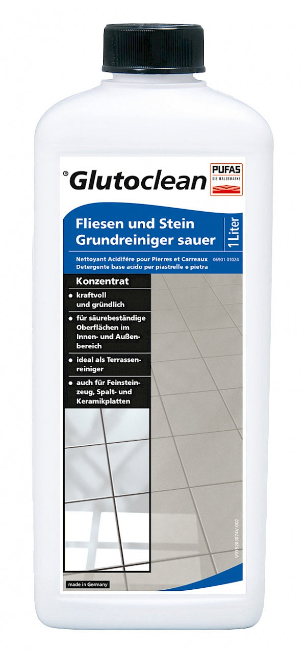 Glutoclean Fliesen/Stein Bodenreiniger – sauer, Konzentrat, Flasche – 1 l