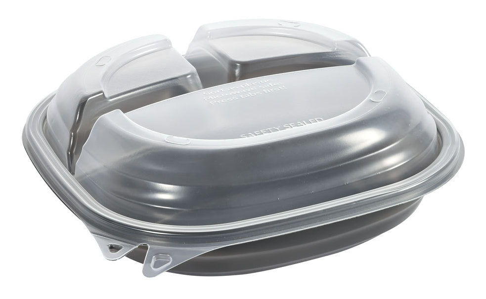 Duni Schale/Schüssel Vista, Polypropylen (PP), quadratisch, 3-geteilt – 1,1 l, 229 × 229 × 80 mm, grau