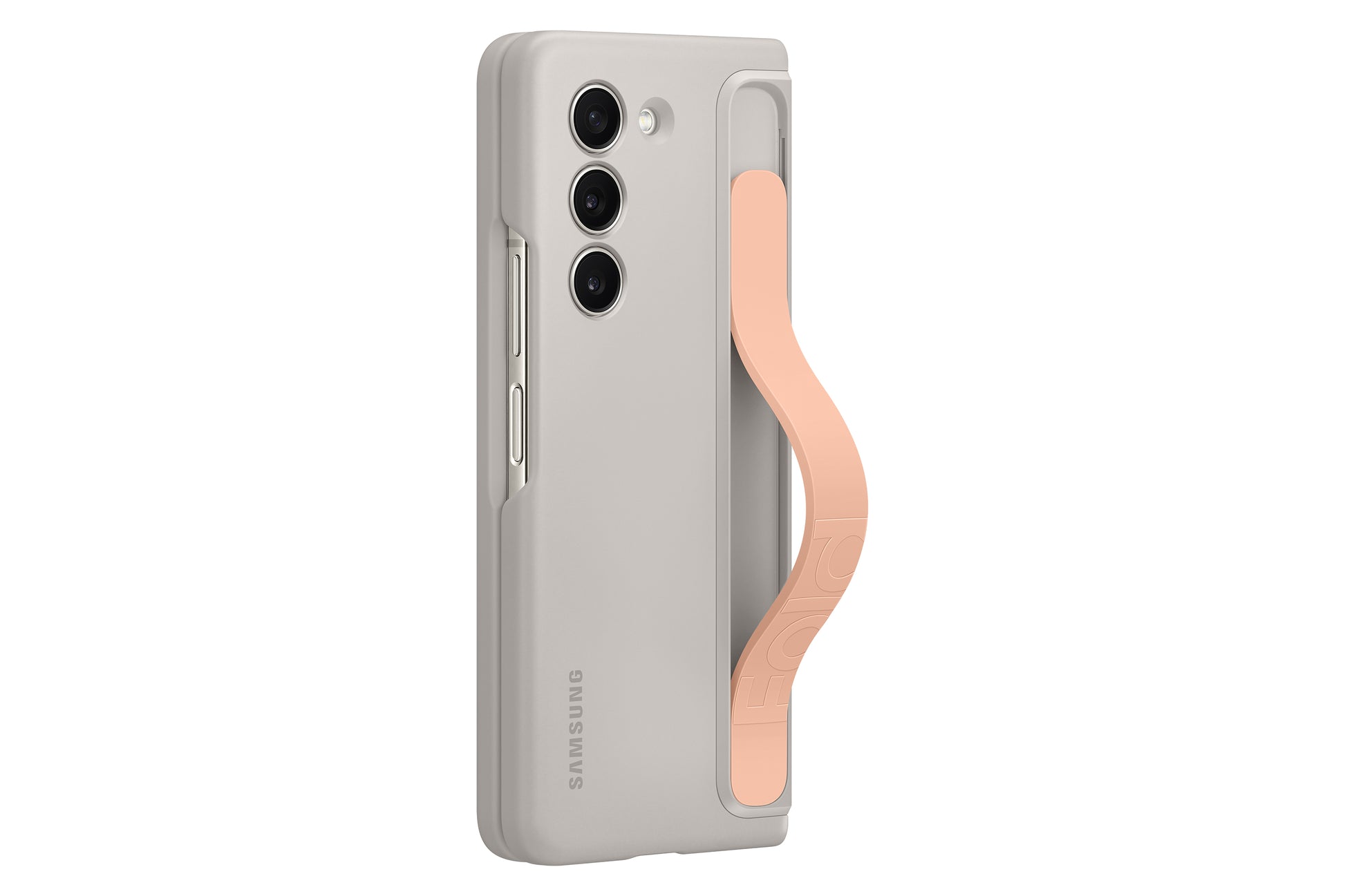 Samsung Fold Backcover – für Samsung Galaxy Z Fold5, mit Ständer, Kunststoff, Sand, mit Trageschlaufe