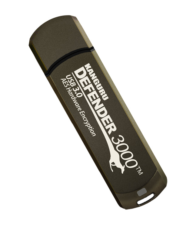 iStorage Kanguru Defender 3000 256GB – USB-C, 300/200 MB/s, AES-XTS 256 HW-Verschlüsselung, für Windows/MacOS/Linux