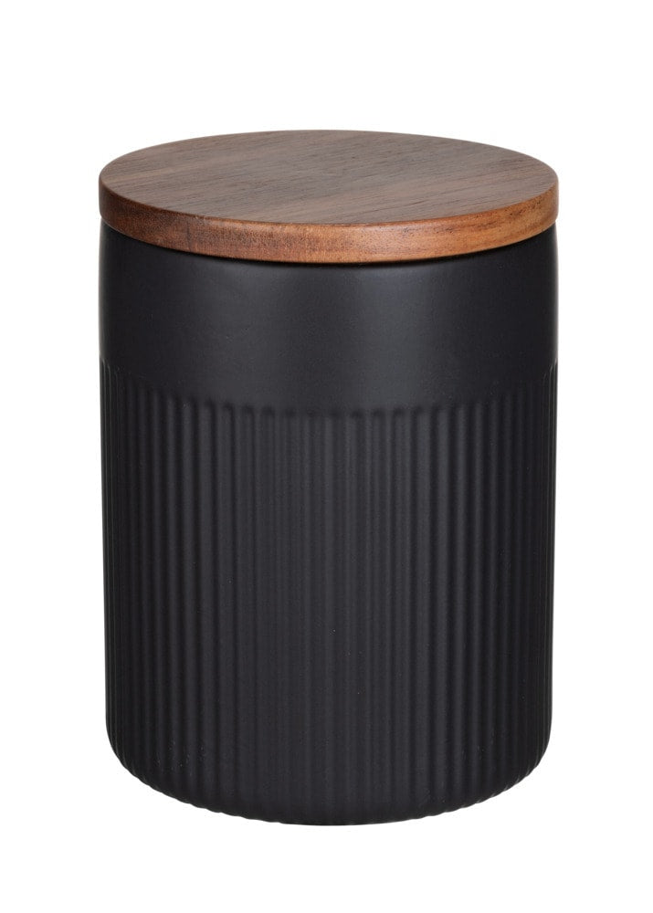 Wenko – Vorratsdose 1,1 l, Ø 12 × 15,5 cm, Keramik/Holz, Braun