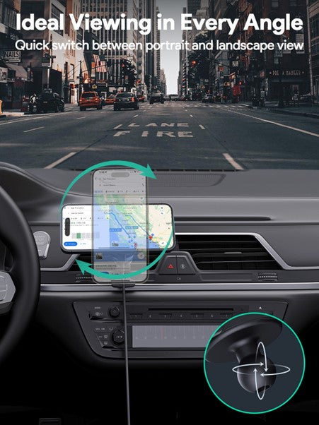 AUKEY MagFusion Dash Pro HD-MC13A Kfz-Ladehalterung – Qi2 – Lüftungsschlitz – 15 W – für iPhone – Schwarz