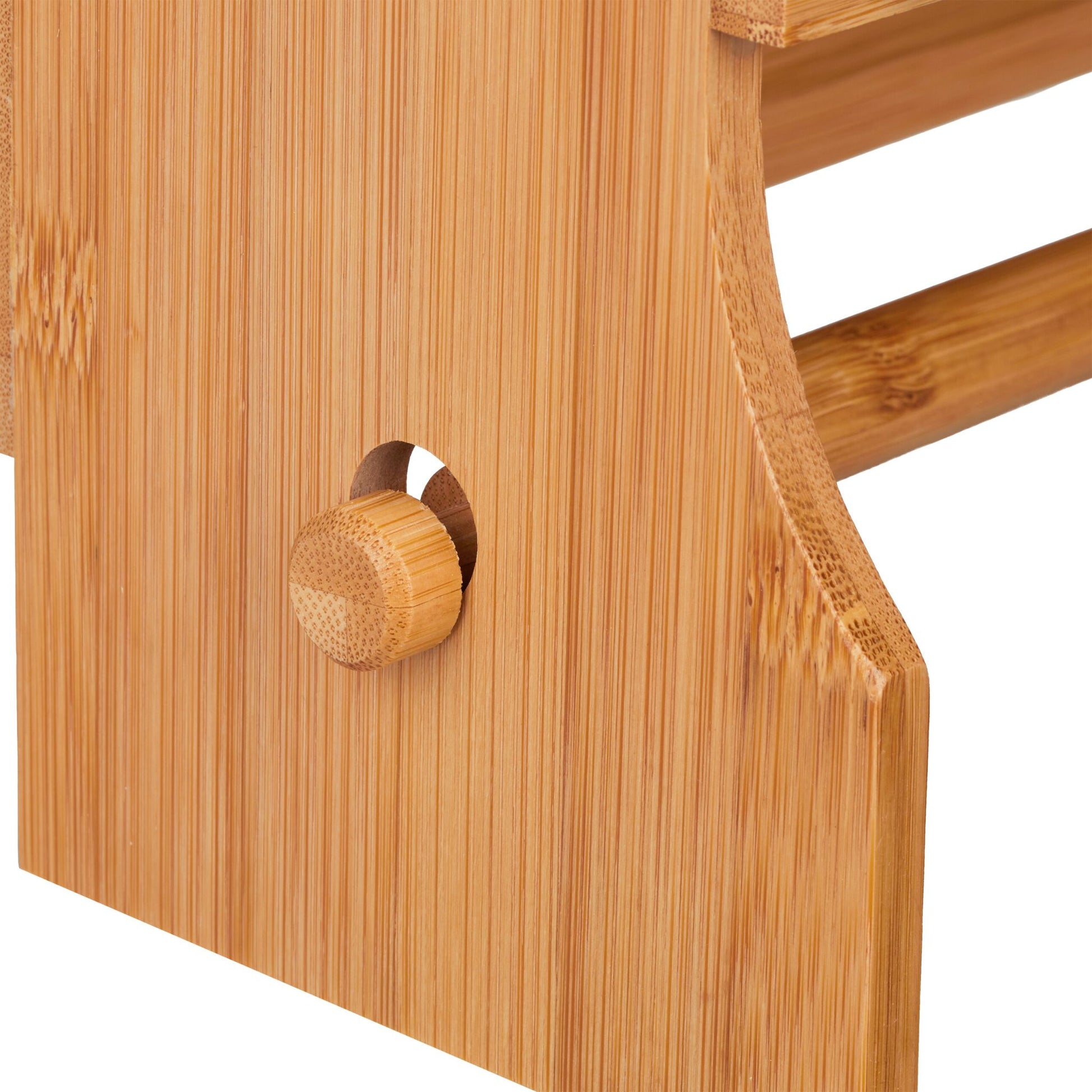 Relaxdays Küchenrollenhalter Bambus/Edelstahl, 39,5 × 11 × 31 cm, wandmontiert