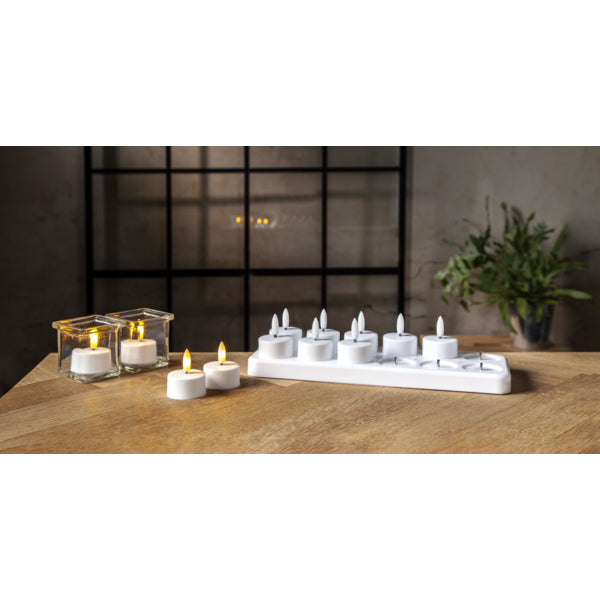 Star Trading LED-Teelicht – Warmweiss, Akku, IP20, 12er-Pack – Weiss