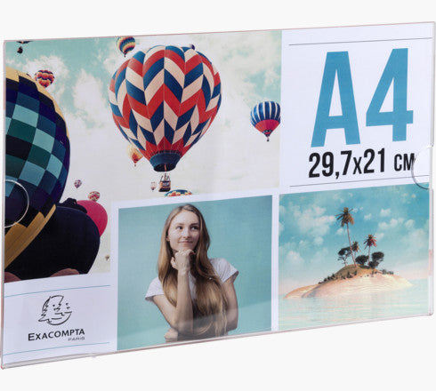 Exacompta Infotasche – für A4 – 1 Fach – quer – mit Löchern und Klebestreifen – transparent – Acryl