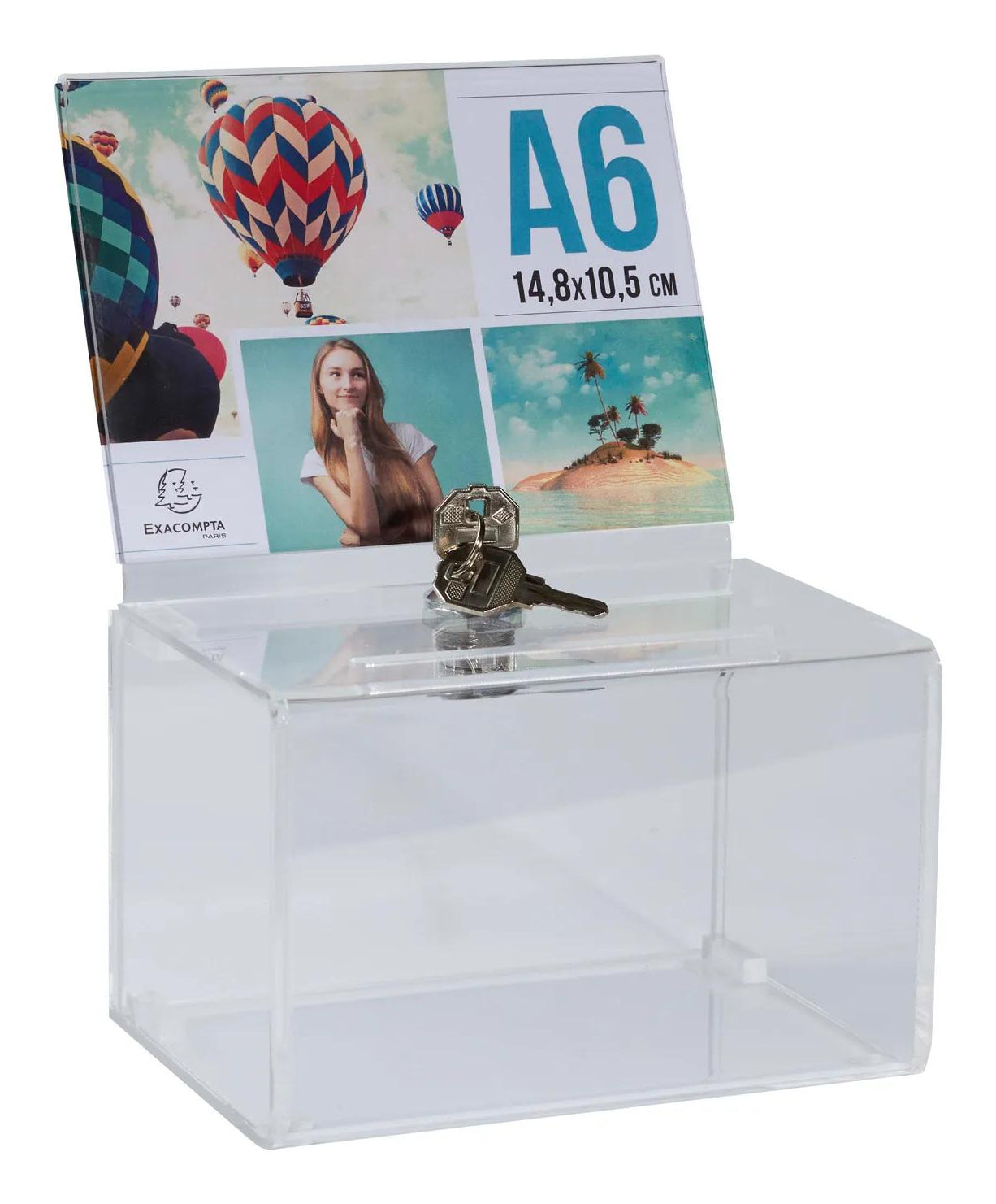 Exacompta Einwurfbox – für A6 – abschliessbar – Weiss – Acryl – 150×115×140 mm – 2 Stk.