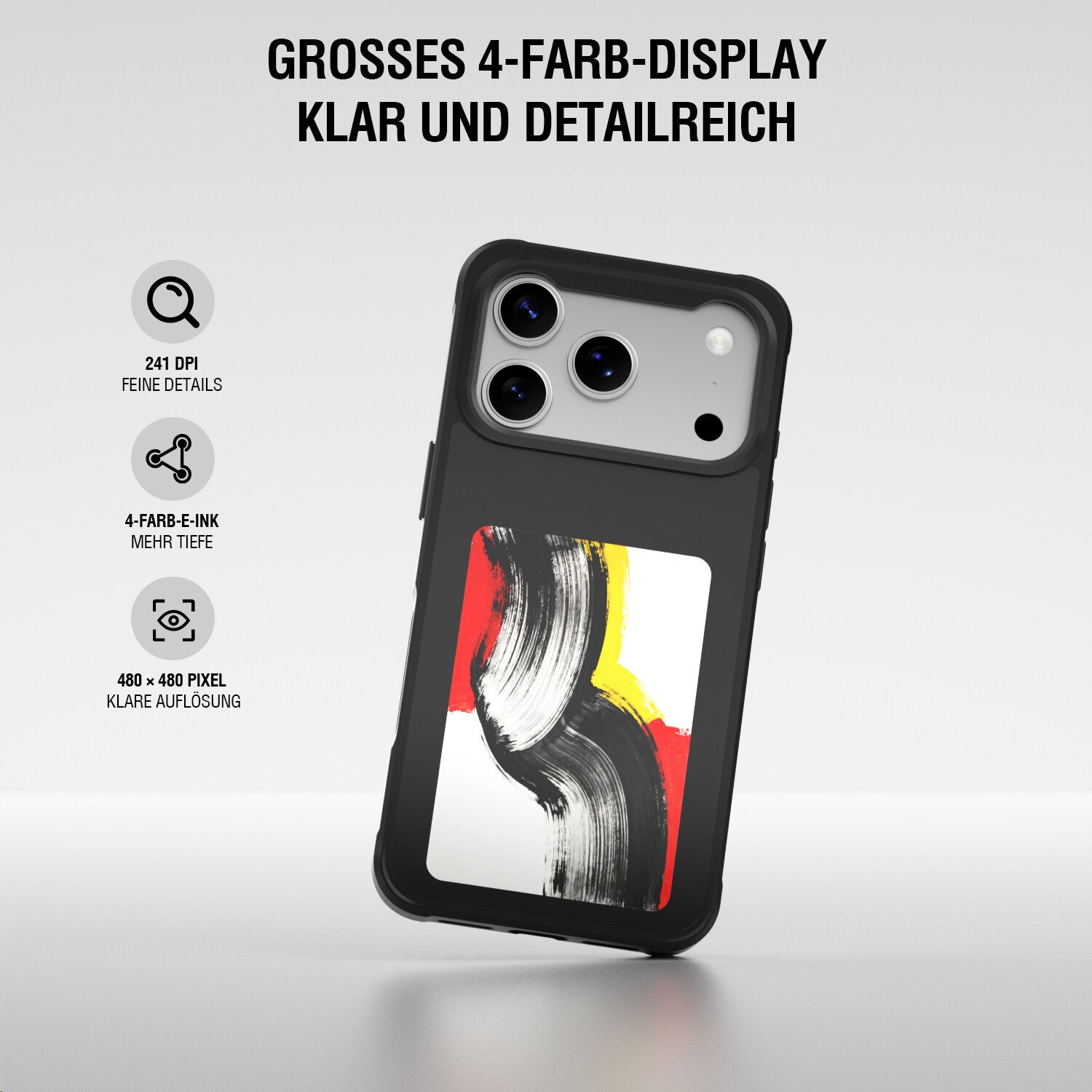 4smarts E-Ink Backcover für Apple iPhone 17 Pro, MagSafe, PC, Schwarz, NFC-Display