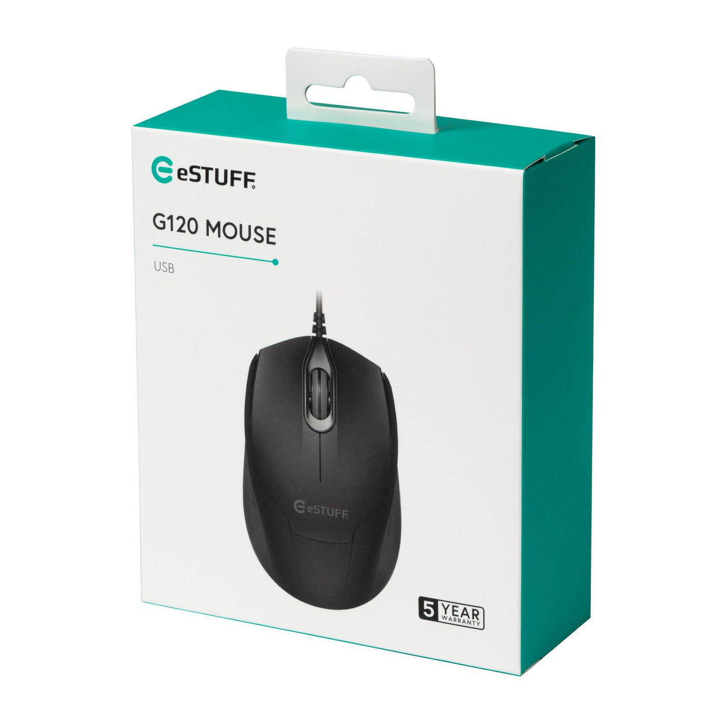 eSTUFF G120 – Maus – Kabelgebunden (USB‑A), beidhändig, Schwarz