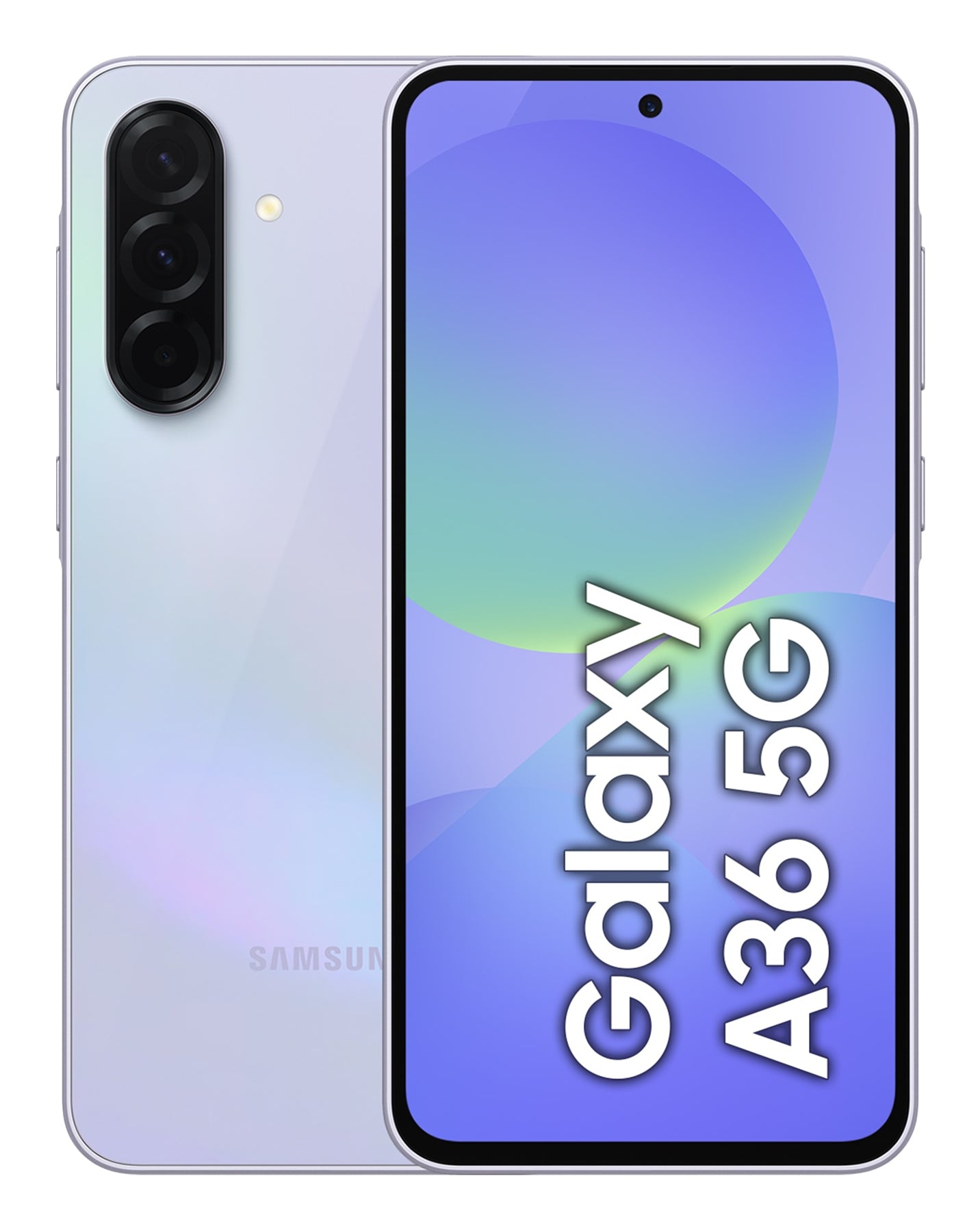 Samsung Galaxy A36 – Lavendel, 6,7", 1080 × 2340, Android 15, 128 GB, 6 GB, NanoSIM + eSIM, 5G, IP67, NFC