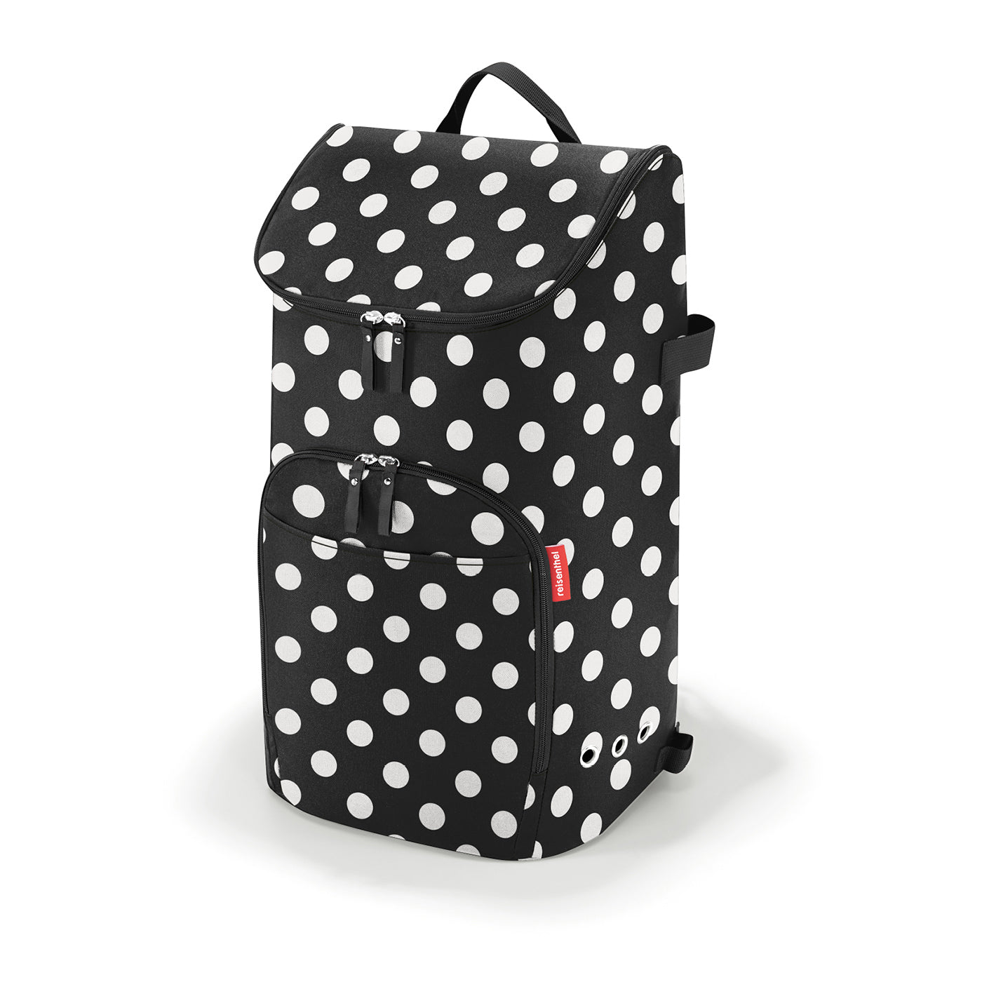 Reisenthel Stofftasche, Polyester, Motiv dots white, 340×600×240 mm, Trolley-Tasche
