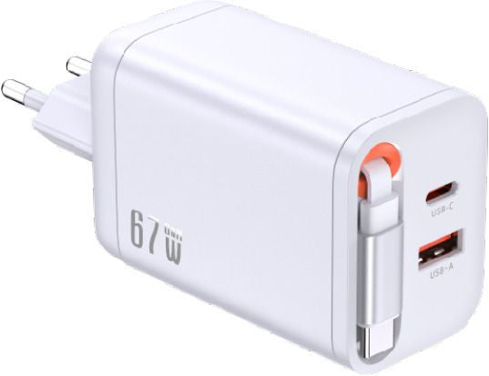 M. Schönenberger 24.11067WS USB-Ladegerät 67 W – USB-C×1, USB-A×1 – PD, QC 2.0, GaN – Weiss