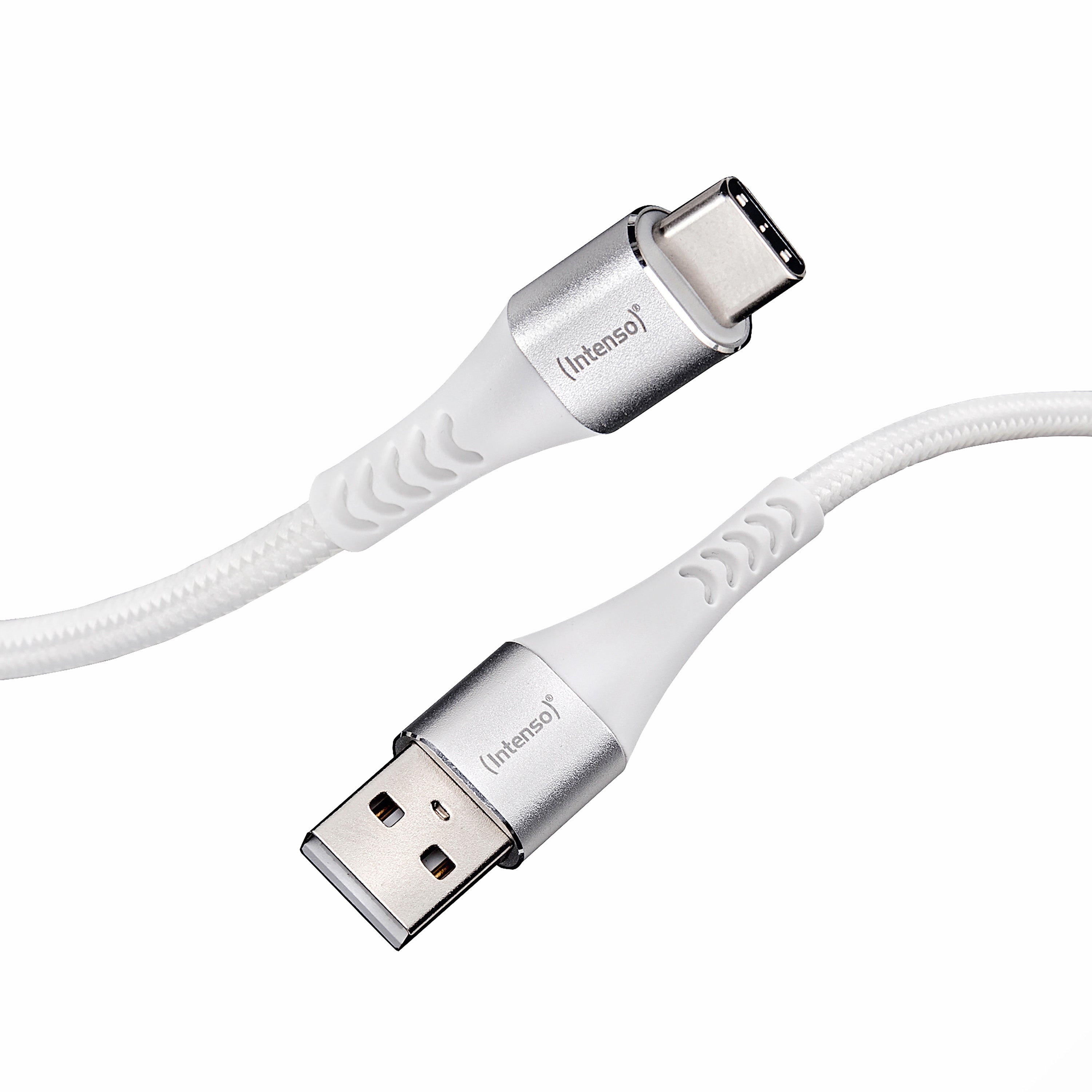 Intenso USB-A auf USB-C Kabel – USB 2.0 (480 Mbit/s) – 1,5 m – PD 60 W – Geflochten – Weiss