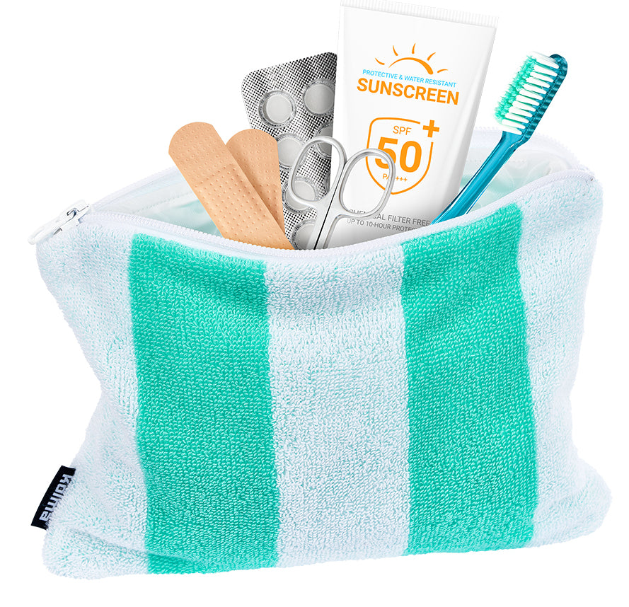 Kolma Stripy Caribbean – Etui, türkis, PVC, 24,5 × 18,5 cm