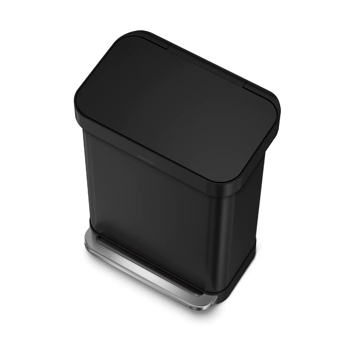 simplehuman Abfallcontainer – 55 l, mit Deckel – Edelstahl, schwarz matt – B × H × T 470 × 655 × 360 mm